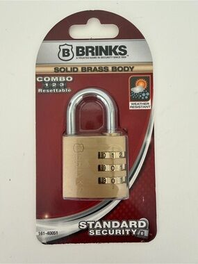 Brinks Brass Combo Padlock with Chrome Shackle - Brass/Chrome